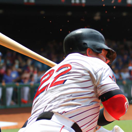 An Atlanta Braves player taking a powerful swing, aiming for a home run.