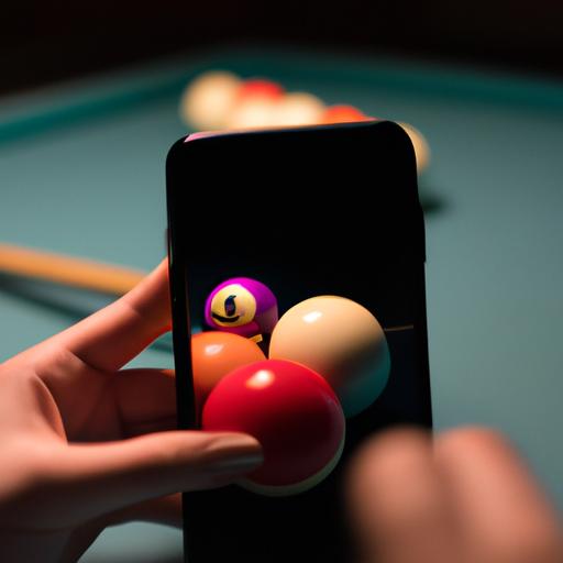 Focused player aligning the cue for a precise shot in 8 ball iMessage games.