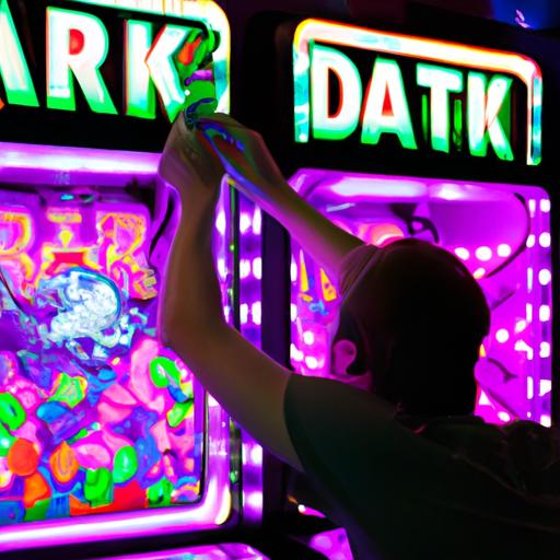 Competitive gameplay at Dave and Buster's, as players strive to hit the jackpot in their favorite arcade games.
