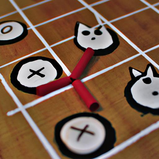 A tic-tac-toe board displaying a 'cat's game' outcome.